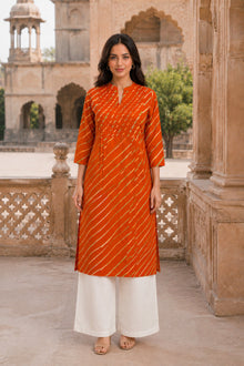 Kesari Leheriya Grace Pintuck Cotton Kurta