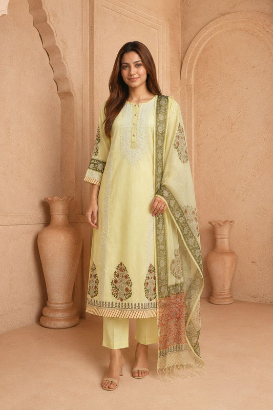 Aarini Lemon Chikankari 3-Piece Set