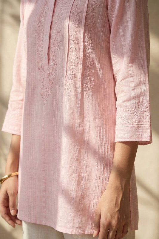 Rosé Grace Hand Chikankari Cotton Top