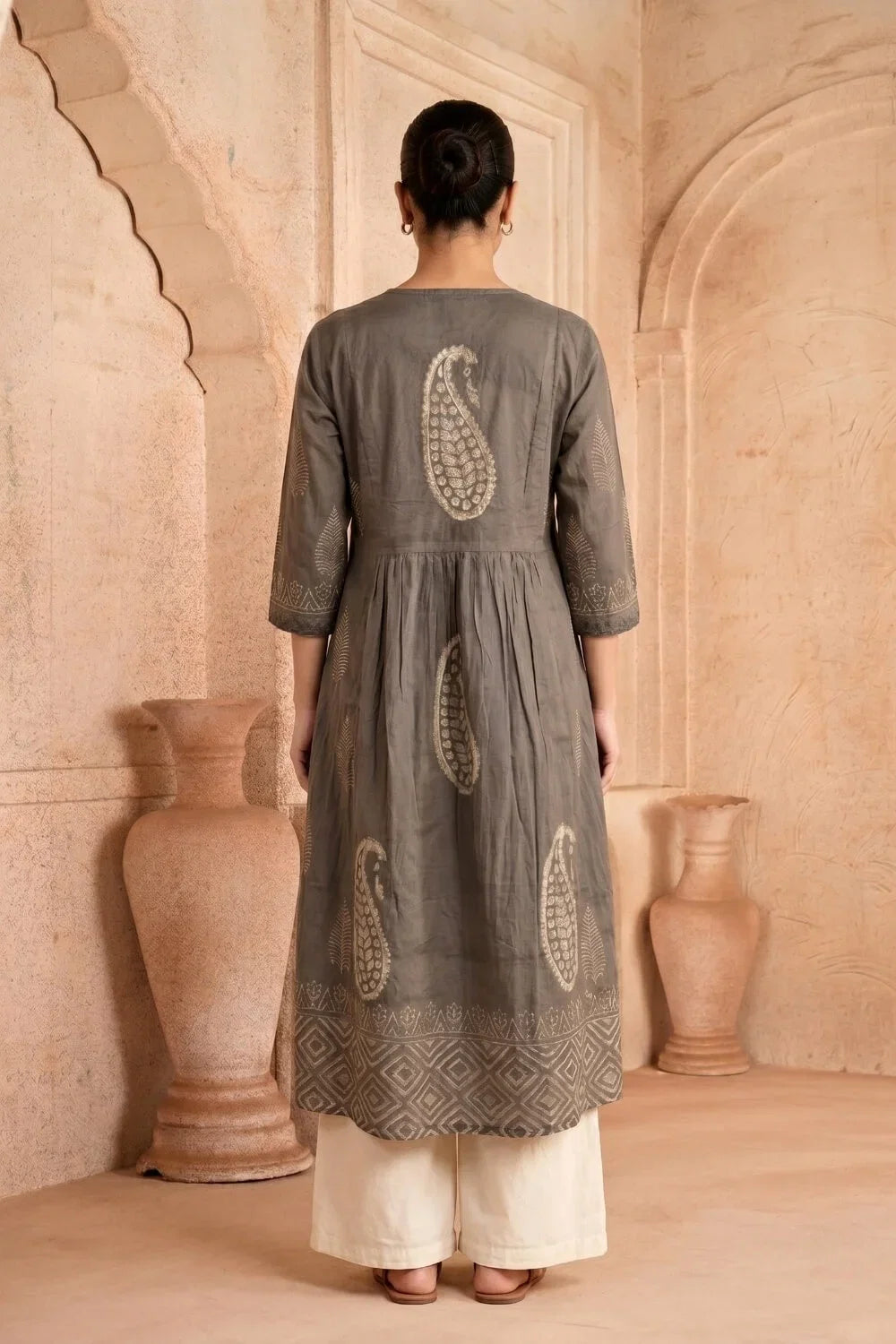 Smoky Earth Embroidered Kurta