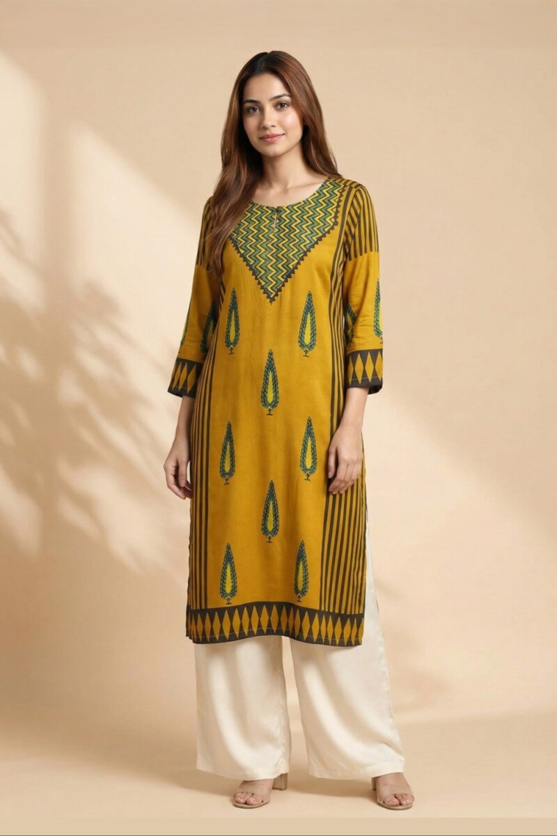 Amber Veda Ajrakh Modal Kurta