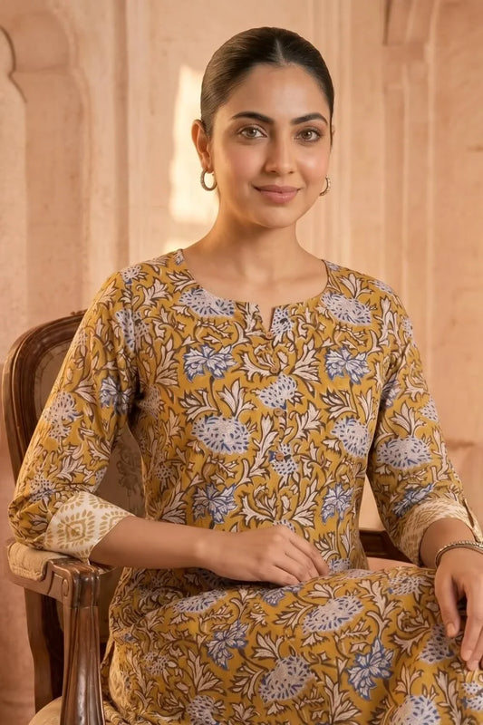 Sunehri Bloom Mulmul Layered Dress