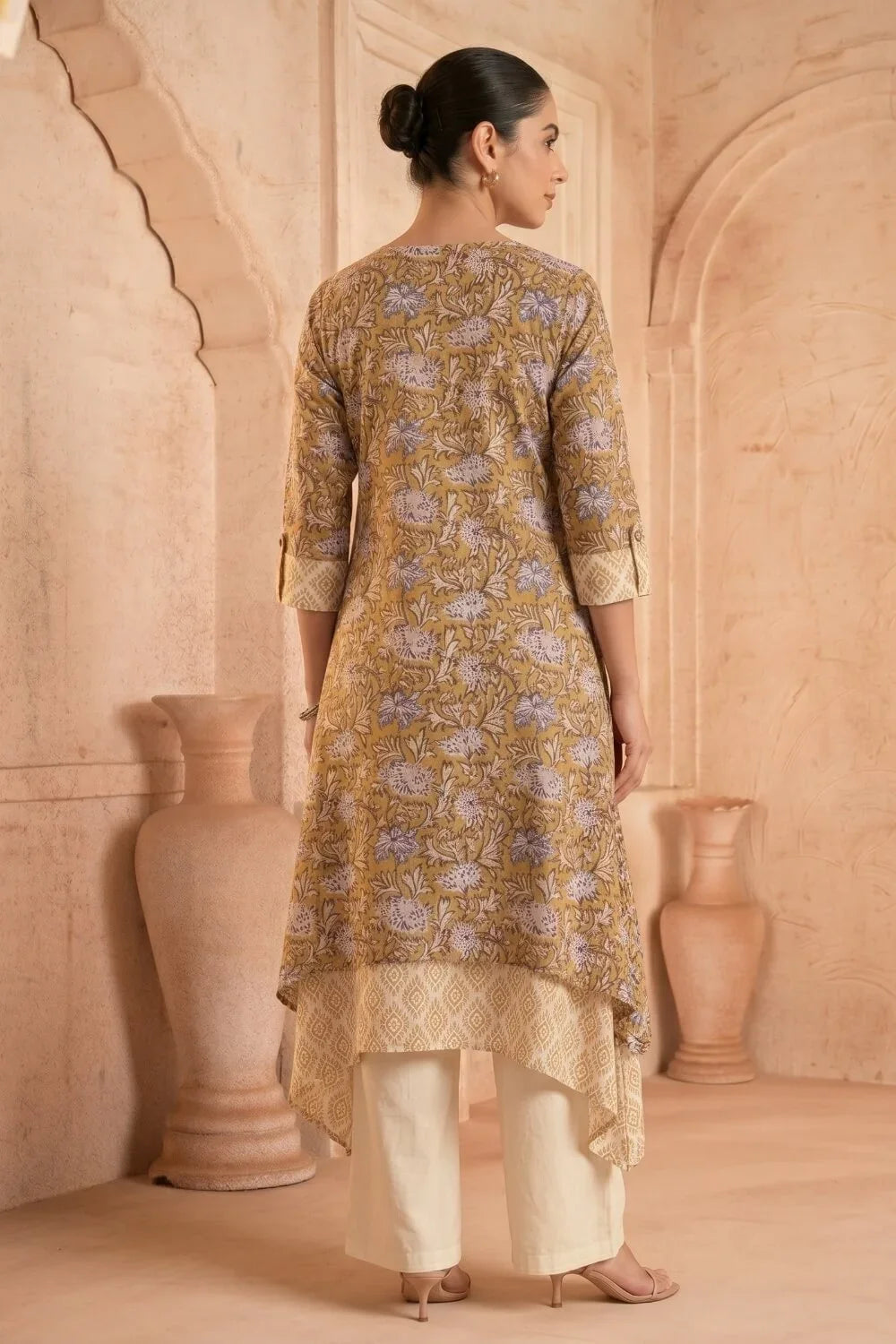 Sunehri Bloom Mulmul Layered Dress