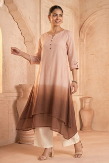 Cocoa Cascade Ombre Mulmul Layered Dress