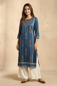 Midnight Ajrakh Muse Modal Kurta