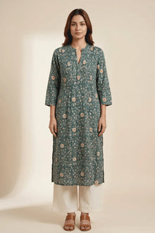 Meher Gul Handblock Pintuck Kurta