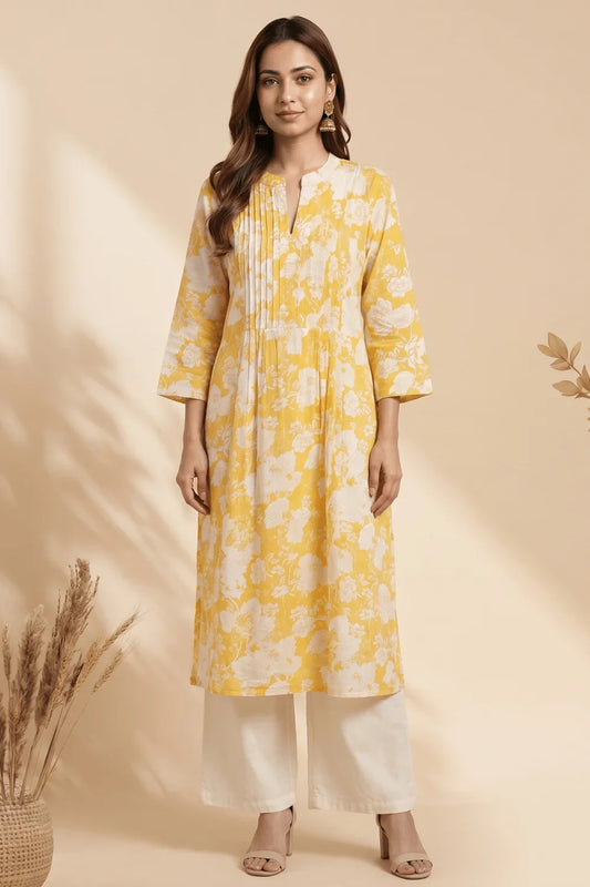 Sunhara Pintuck Bloom Cotton Kurta