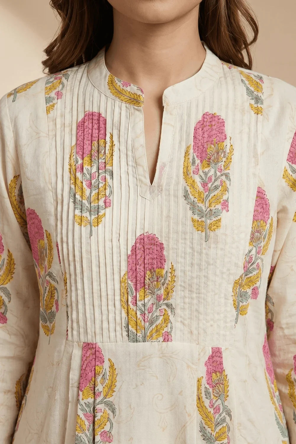 Blush Bloom Pintuck Cotton Kurta
