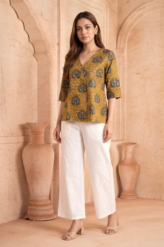 Gulnaar Hand Block Printed Cotton Top