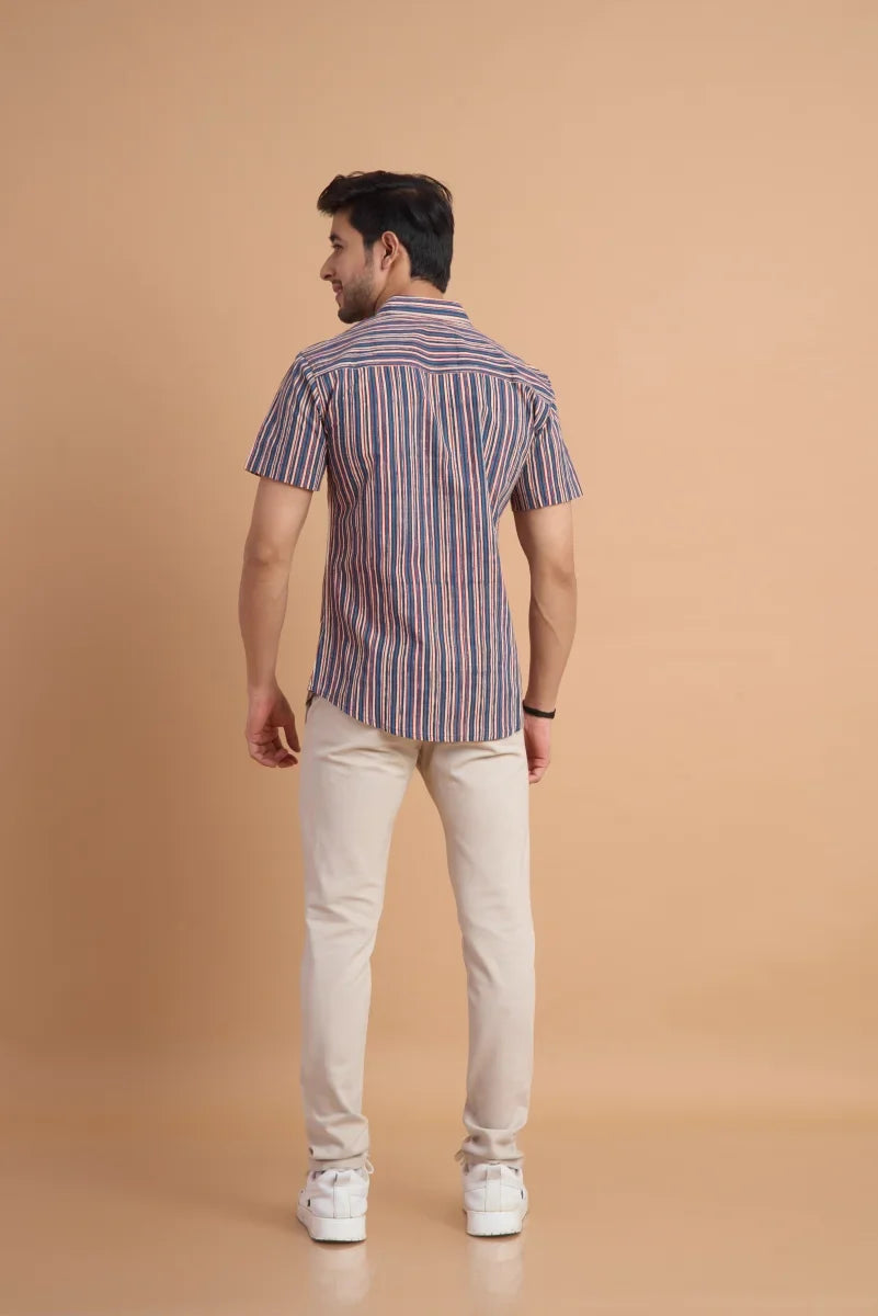Aarav Stripe Handblock Cotton Shirt