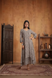 Kashish Double-Layered Hand Block Print Dress in Cotton Mull