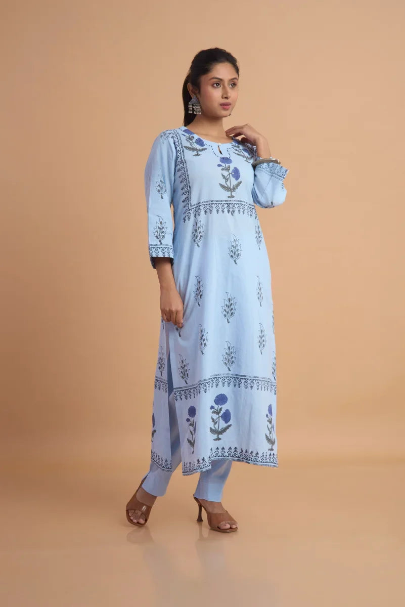 Neelara Garden Handblock Cotton Pant Set