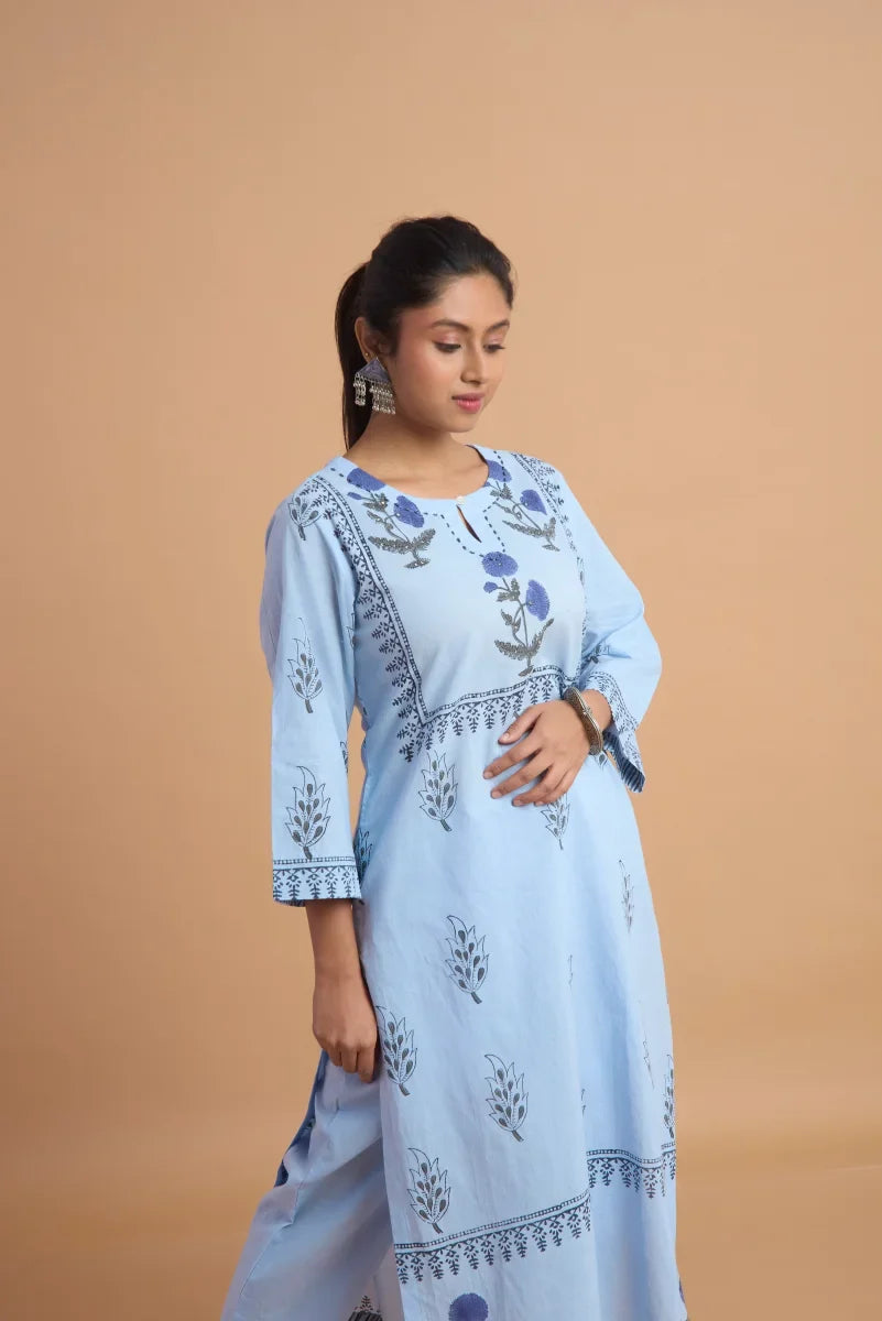 Neelara Garden Handblock Cotton Pant Set